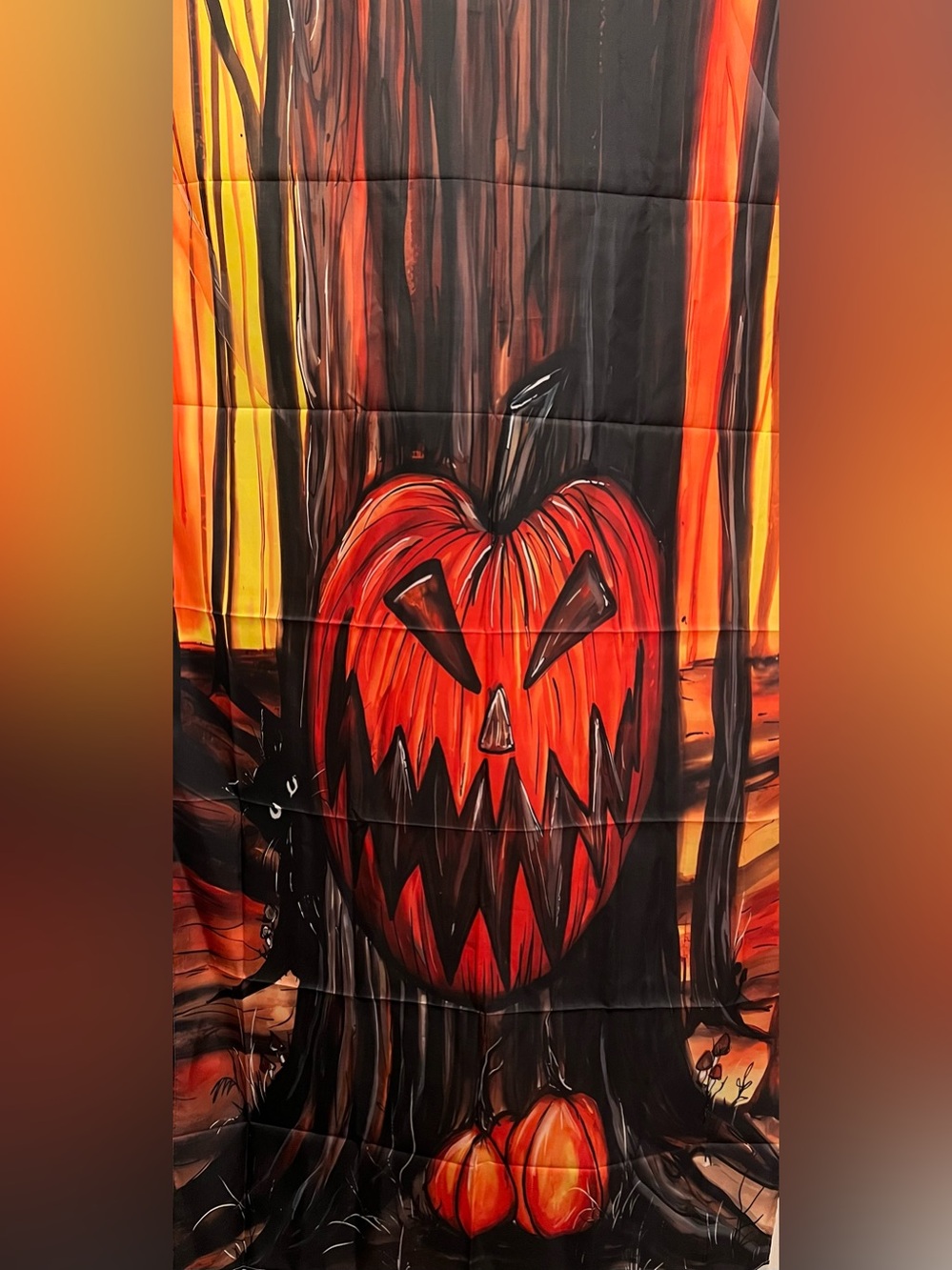 NEW Halloween Scary Pumpkin with Black Cat Door Cover